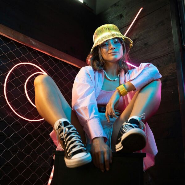 LED Rave Bucket Hat 7 Colors Light up Bucket Hat Fiber Optic Fabric Glow in the Dark Hat Party Hat - Lumisonata - 图片 8