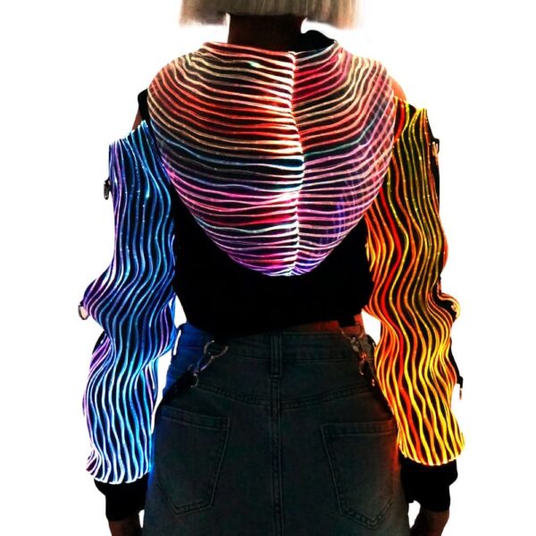 Punk Rock Clothing, Luminous Cyberpuk Female High Top Hoodie - Lumisonata - 图片 6