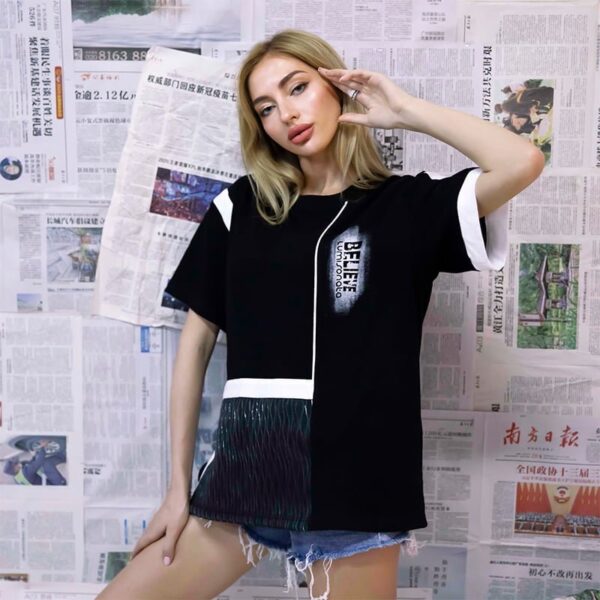 Vintage T-Shirts, Black Designer T-Shirt For Women, T-Shirt Dresses - Lumisonata - Imagem 8