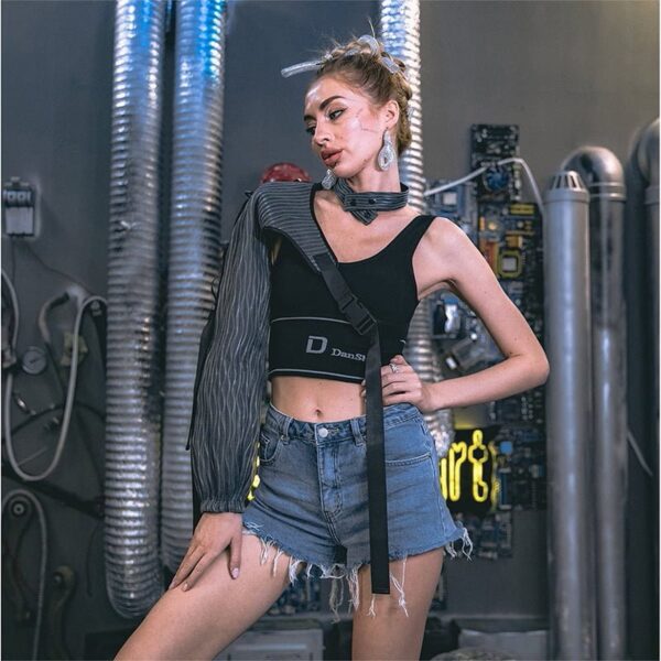 Punk Rave Clothing, Light up Steampunk One Shoulder Light Up Long Sleeve - Lumisonata - 이미지 8