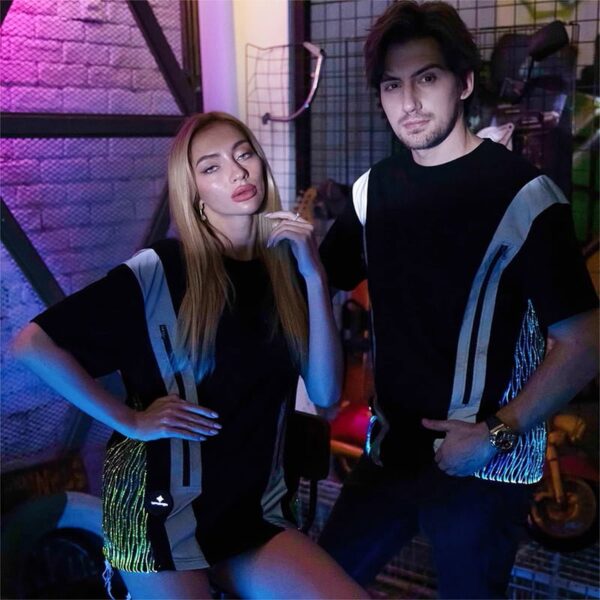 LED fiber optic fabric T-Shirts, Oversized T Shirts For Men - Lumisonata - Imagen 3