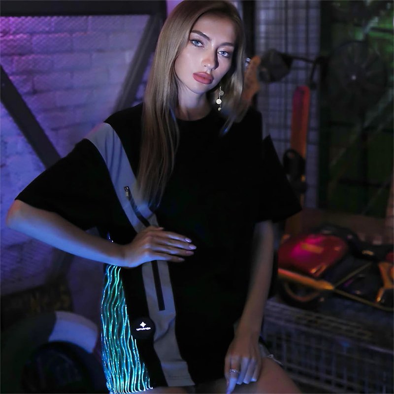 LED fiber optic fabric T-Shirts, Oversized T Shirts For Men - Lumisonata