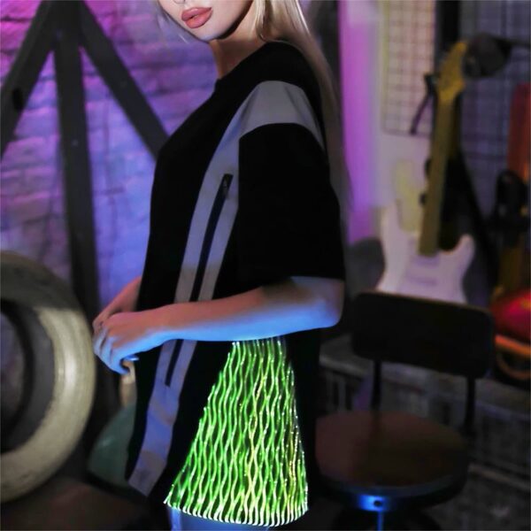 LED fiber optic fabric T-Shirts, Oversized T Shirts For Men - Lumisonata - Imagen 4