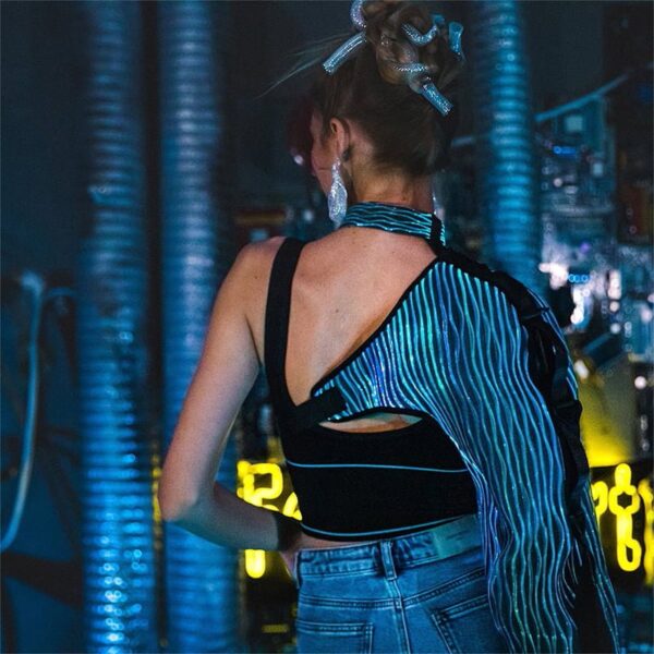 Punk Rave Clothing, Light up Steampunk One Shoulder Light Up Long Sleeve - Lumisonata - 이미지 3