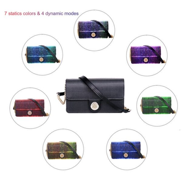 Light Up designer crossbody bags, Clutch Wallet Glitter with Metal Chain Strap - Lumisonata - 画像 (3)