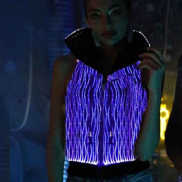 Light Up Fiber Optic Hoodie, Glowing Black Hoodies For Women - Lumisonata - Image 4