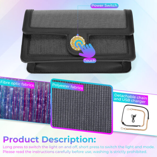 LED Bags Light up Purse Festival Evening Clutch Luminous Handbag - Lumisonata - Imagen 6