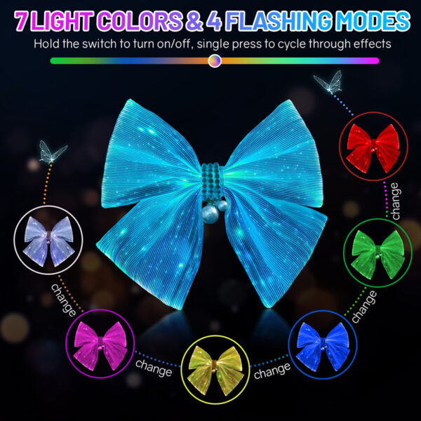 Led Fiber Optic Fabric Light Up White Women Pearl Hairpin - Lumisonata - 画像 (4)