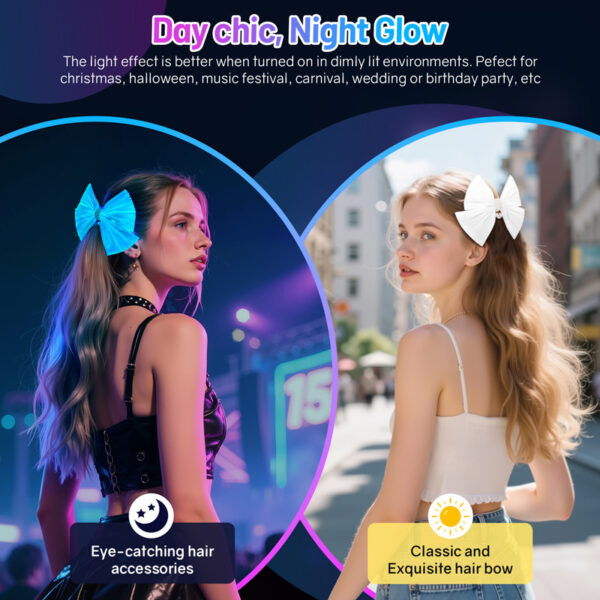 Led Fiber Optic Fabric Light Up White Women Pearl Hairpin - Lumisonata - 画像 (5)