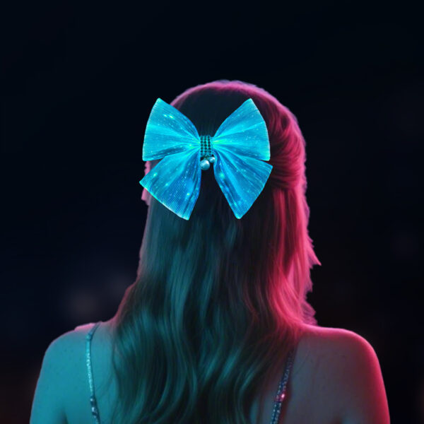Led Fiber Optic Fabric Light Up White Women Pearl Hairpin - Lumisonata - 画像 (2)