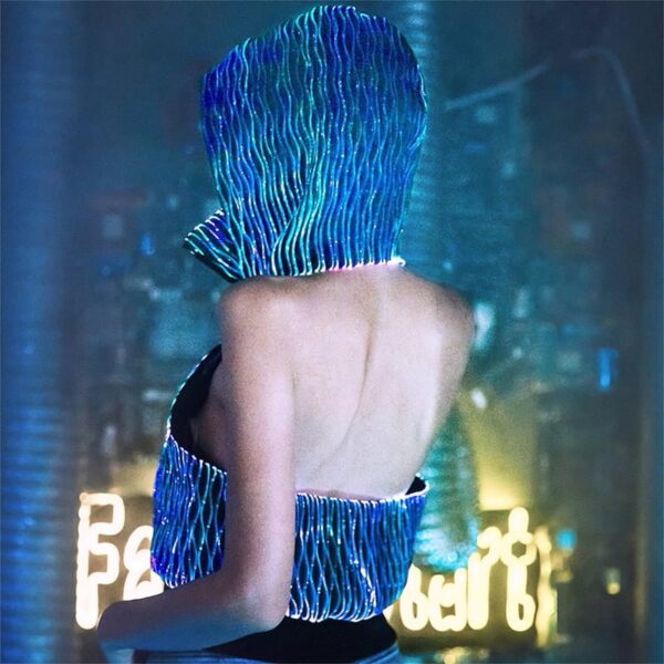Sexy Jacket, Light up Half Backless and Face Cover Sleeveless Hoodie - Lumisonata - Imagen 3