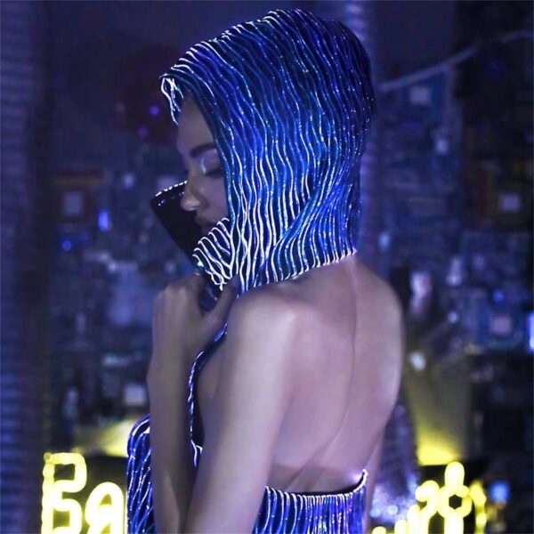 Sexy Jacket, Light up Half Backless and Face Cover Sleeveless Hoodie - Lumisonata - Imagen 4
