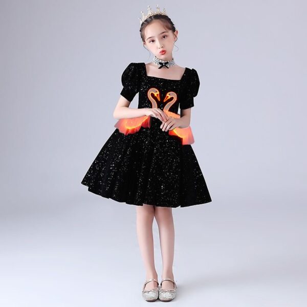 Led Clothing White Swan Black Princess Skirt Children'S Skirt For Girls - Lumisonata - Imagem 2