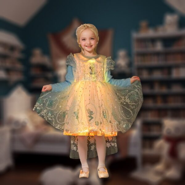 Blue Girl Embroidery StraightTutu Tulle Party Flower Girl Dress - Lumisonata - Imagem 3