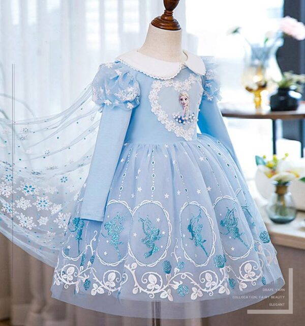 Blue Girl Embroidery StraightTutu Tulle Party Flower Girl Dress - Lumisonata - Imagem 6
