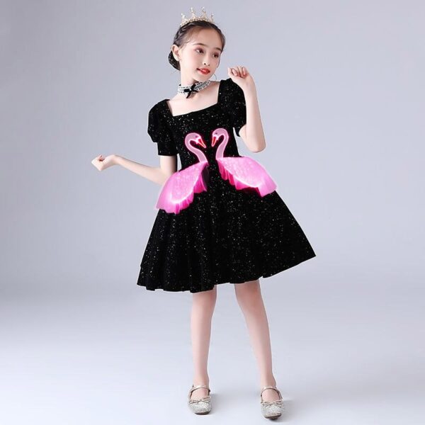 Led Clothing White Swan Black Princess Skirt Children'S Skirt For Girls - Lumisonata - Imagem 3