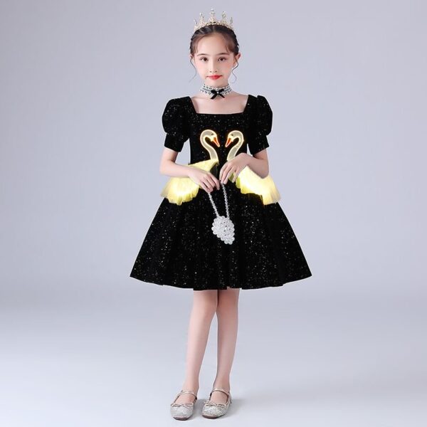 Led Clothing White Swan Black Princess Skirt Children'S Skirt For Girls - Lumisonata - Imagem 4