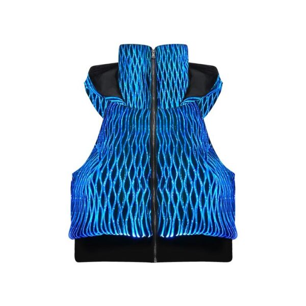 Sexy Jacket, Light up Half Backless and Face Cover Sleeveless Hoodie - Lumisonata - Imagen 2